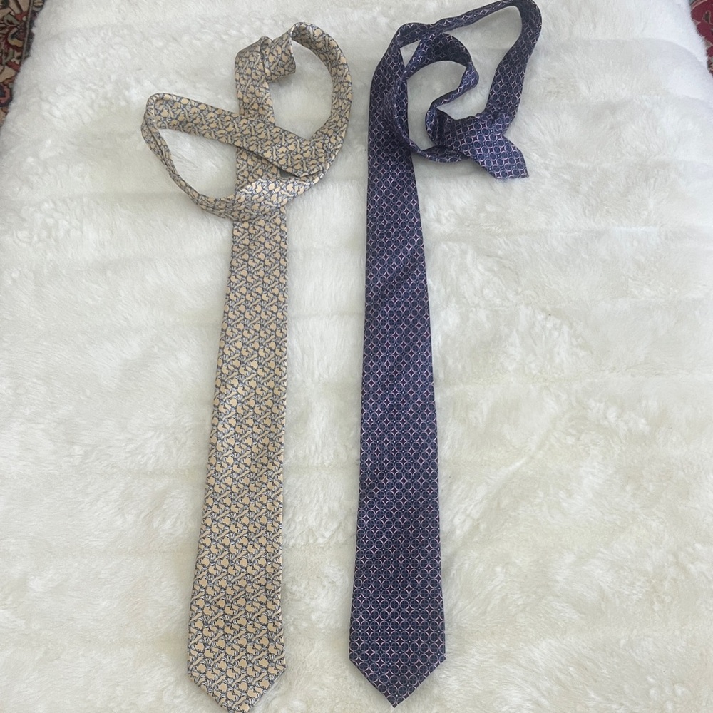 Pierre Cardin SILK Geometric Ties - Gold and Navy